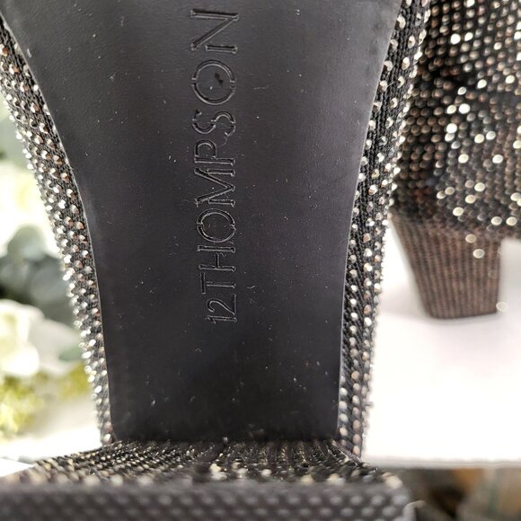 Black & Gold Rhinestone Sock Boots - Womens High Heel Stretch Ankle Boots 8.5 M - Picture 10 of 12